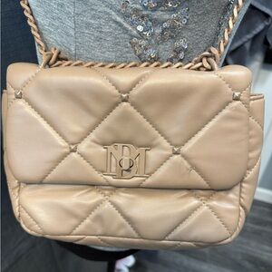Badgley Mischka Beige Quilted Crossbody Bag